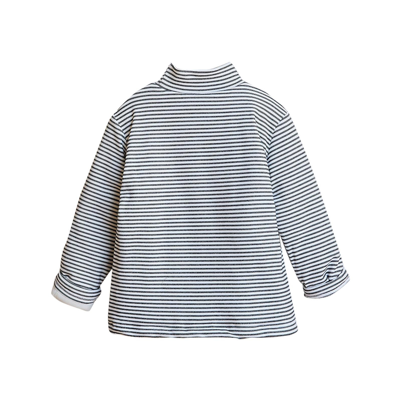 Cotton Thermal Tops for Boys Girls with Lining Thick Warm Striped Turtlenecks Long Sleeve High Neck Sweater (3 Years, White)